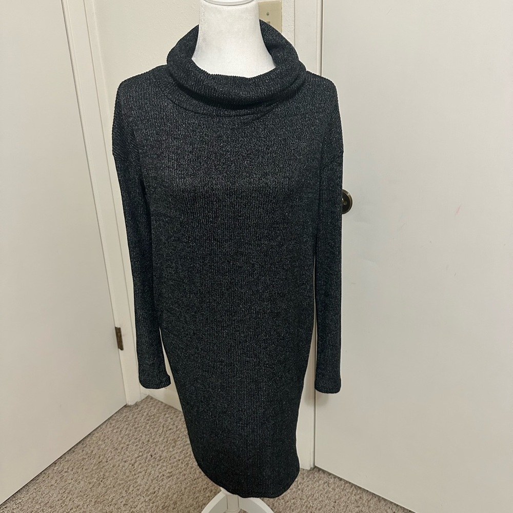 Gap gray cowl neck longsleeve workwear soft formal/casual dress - Picture 2 of 7
